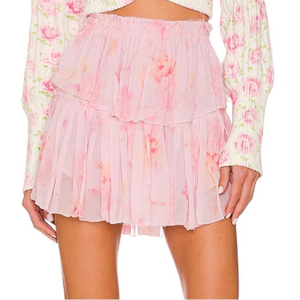 LoveShackFancy Ruffle Mini Skirt in Summer Morning